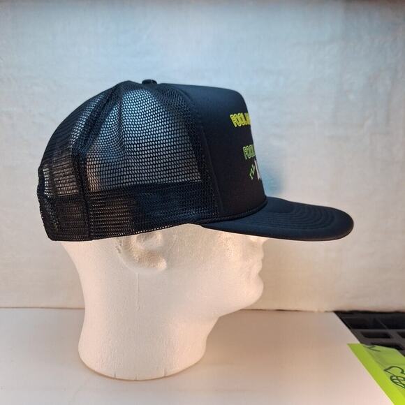 Vintage Funny Saying Trucker Hat Cap Mesh Snapback Black "Fool Me Once" - Picture 5 of 6